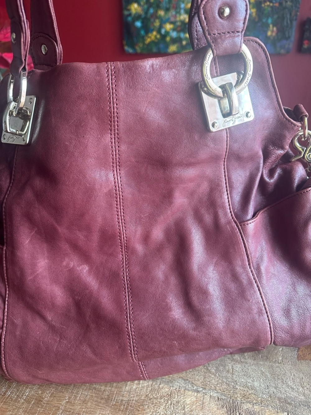 Vintage Leather Hobo Bag – Y2K | Burgundy | Excellent Condition - Picture 10 of 10